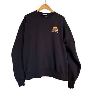 Champion Women's Embroidered Worthy Long Sleeve Pullover Sweatshirt Size L Black